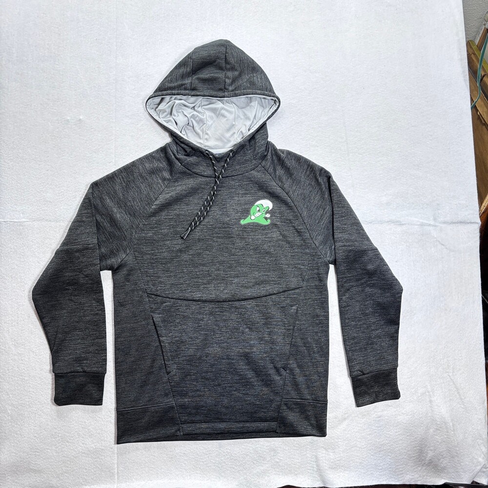 Holloway Small Heather Gray Hoodie Cross Grain with Green Chili Pepper Logo